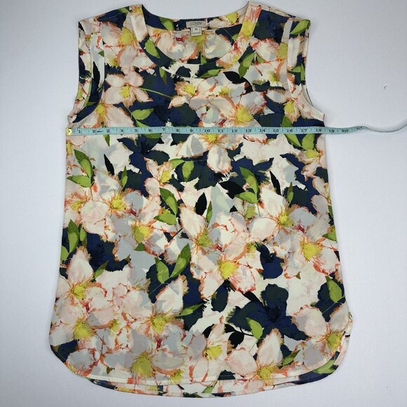 J.Crew Factory Women's White Floral Crew Neck Sleeveless Career Top XS/C37 - Picture 10 of 11